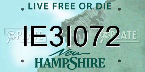IE3I072 New Hampshire License Plate