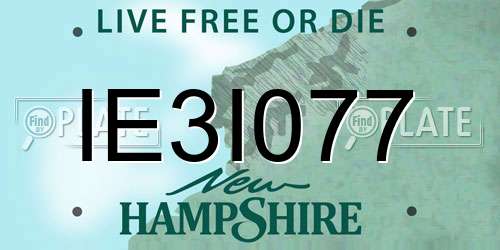 IE3I077 New Hampshire License Plate