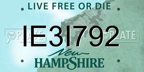 IE3I792 New Hampshire License Plate