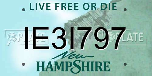 IE3I797 New Hampshire License Plate