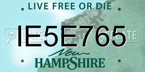 IE5E765 New Hampshire License Plate
