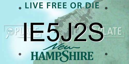 IE5J2S New Hampshire License Plate