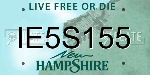 IE5S155 New Hampshire License Plate