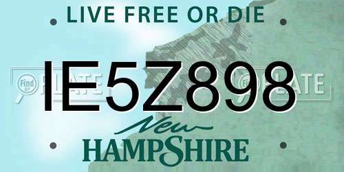 IE5Z898 New Hampshire License Plate
