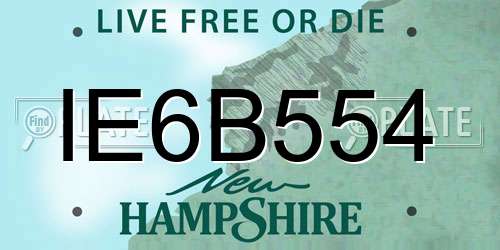 IE6B554 New Hampshire License Plate