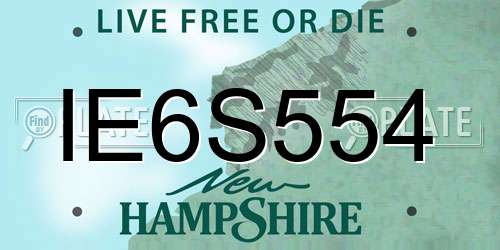 IE6S554 New Hampshire License Plate