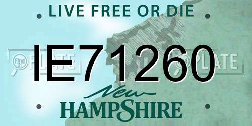IE71260 New Hampshire License Plate