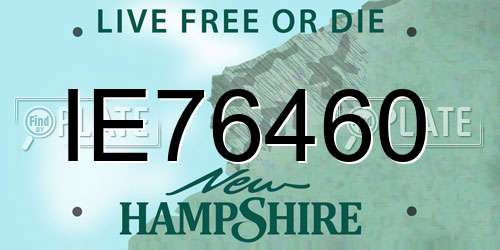 IE76460 New Hampshire License Plate