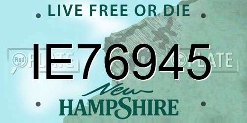 IE76945 New Hampshire License Plate
