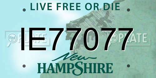 IE77077 New Hampshire License Plate