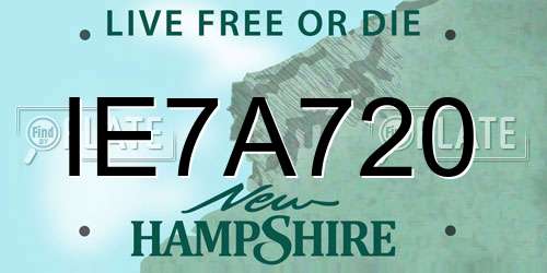 IE7A720 New Hampshire License Plate
