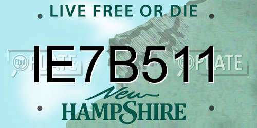 IE7B511 New Hampshire License Plate