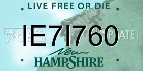 IE7I760 New Hampshire License Plate