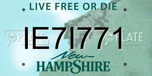IE7I771 New Hampshire License Plate