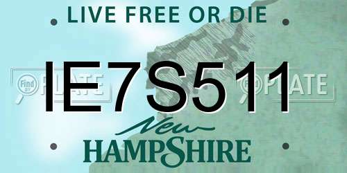 IE7S511 New Hampshire License Plate