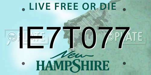 IE7T077 New Hampshire License Plate