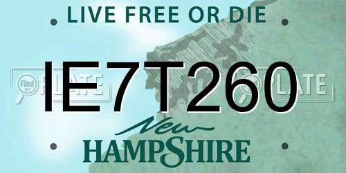 IE7T260 New Hampshire License Plate