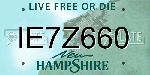 IE7Z660 New Hampshire License Plate