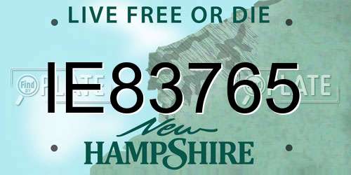 IE83765 New Hampshire License Plate