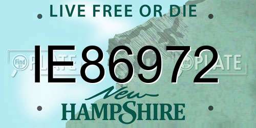 IE86972 New Hampshire License Plate