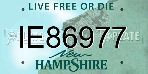 IE86977 New Hampshire License Plate