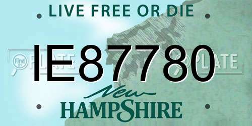 IE87780 New Hampshire License Plate