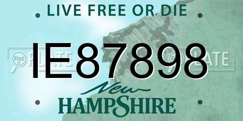 IE87898 New Hampshire License Plate