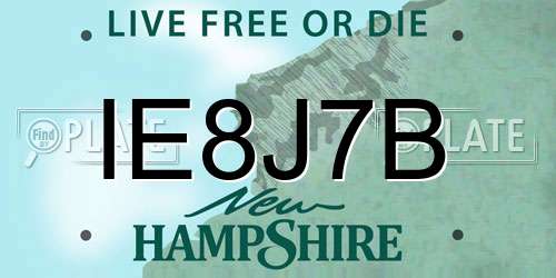 IE8J7B New Hampshire License Plate