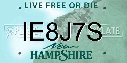 IE8J7S New Hampshire License Plate