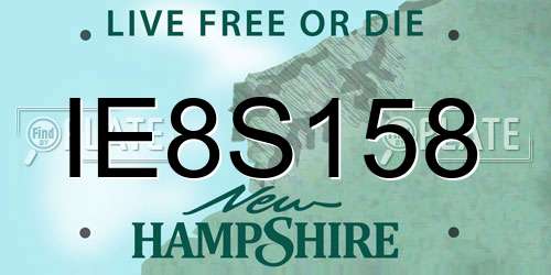 IE8S158 New Hampshire License Plate
