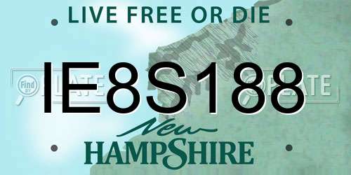 IE8S188 New Hampshire License Plate