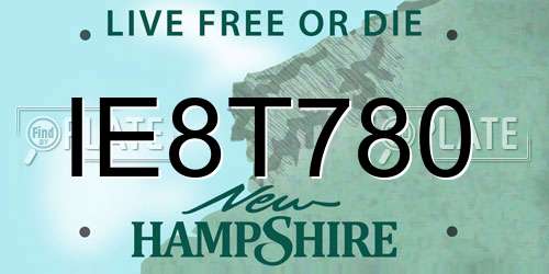 IE8T780 New Hampshire License Plate