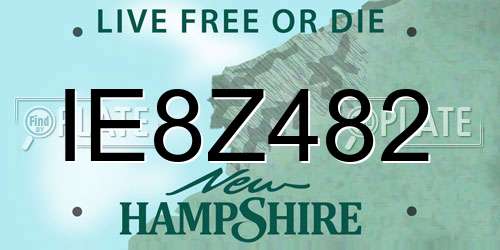IE8Z482 New Hampshire License Plate