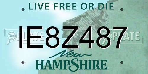 IE8Z487 New Hampshire License Plate