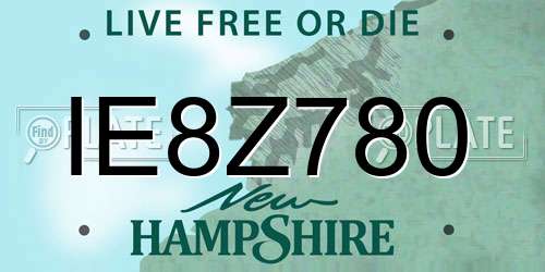 IE8Z780 New Hampshire License Plate