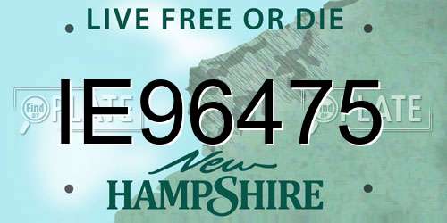 IE96475 New Hampshire License Plate