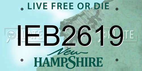 IEB2619 New Hampshire License Plate