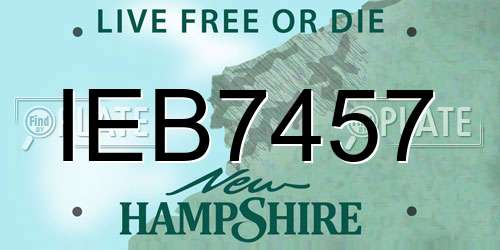 IEB7457 New Hampshire License Plate