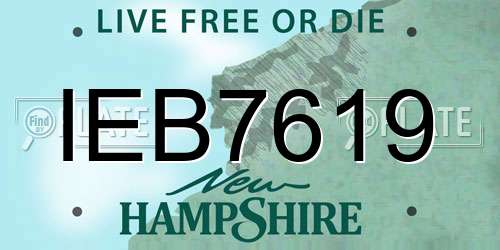 IEB7619 New Hampshire License Plate
