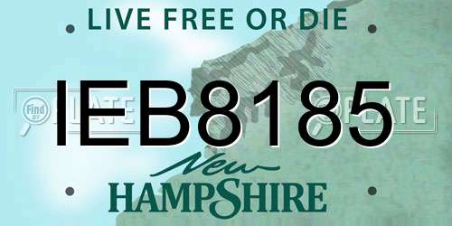 IEB8185 New Hampshire License Plate