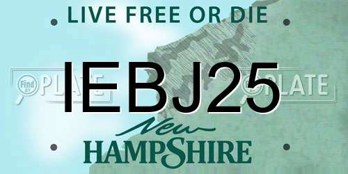 IEBJ25 New Hampshire License Plate