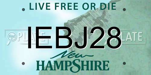 IEBJ28 New Hampshire License Plate