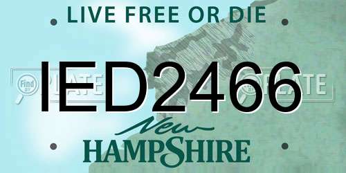 IED2466 New Hampshire License Plate