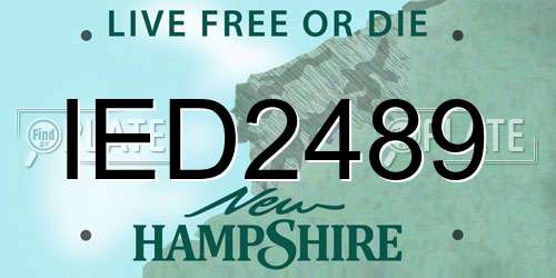 IED2489 New Hampshire License Plate
