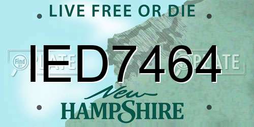 IED7464 New Hampshire License Plate