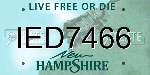 IED7466 New Hampshire License Plate