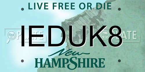IEDUK8 New Hampshire License Plate