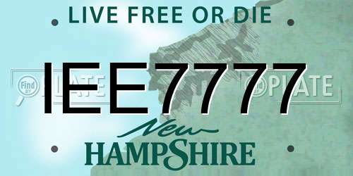 IEE7777 New Hampshire License Plate