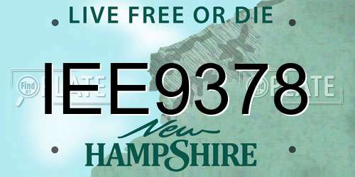 IEE9378 New Hampshire License Plate