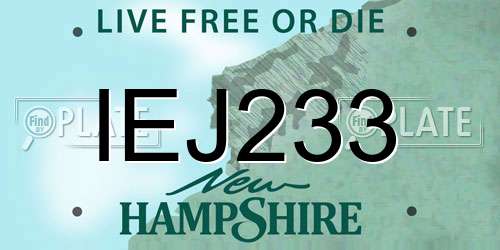 IEJ233 New Hampshire License Plate
